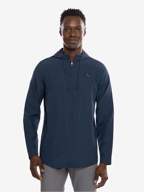 Travis Mathew Topflight Hoodie Jacket Blue 1/4 Zip Golf Small